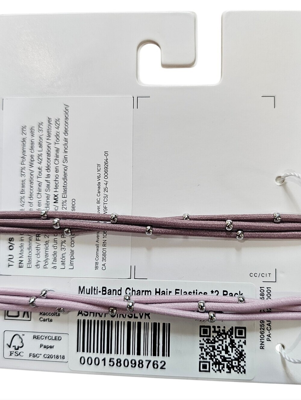 Lululemon Multi-Band Charm Hair Elastics - Dusty Rose 2 Pack, New - Picture 2 of 2